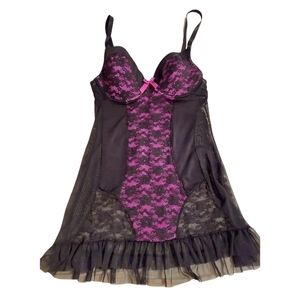 Black and Pink womans baby doll lingerie Size XL